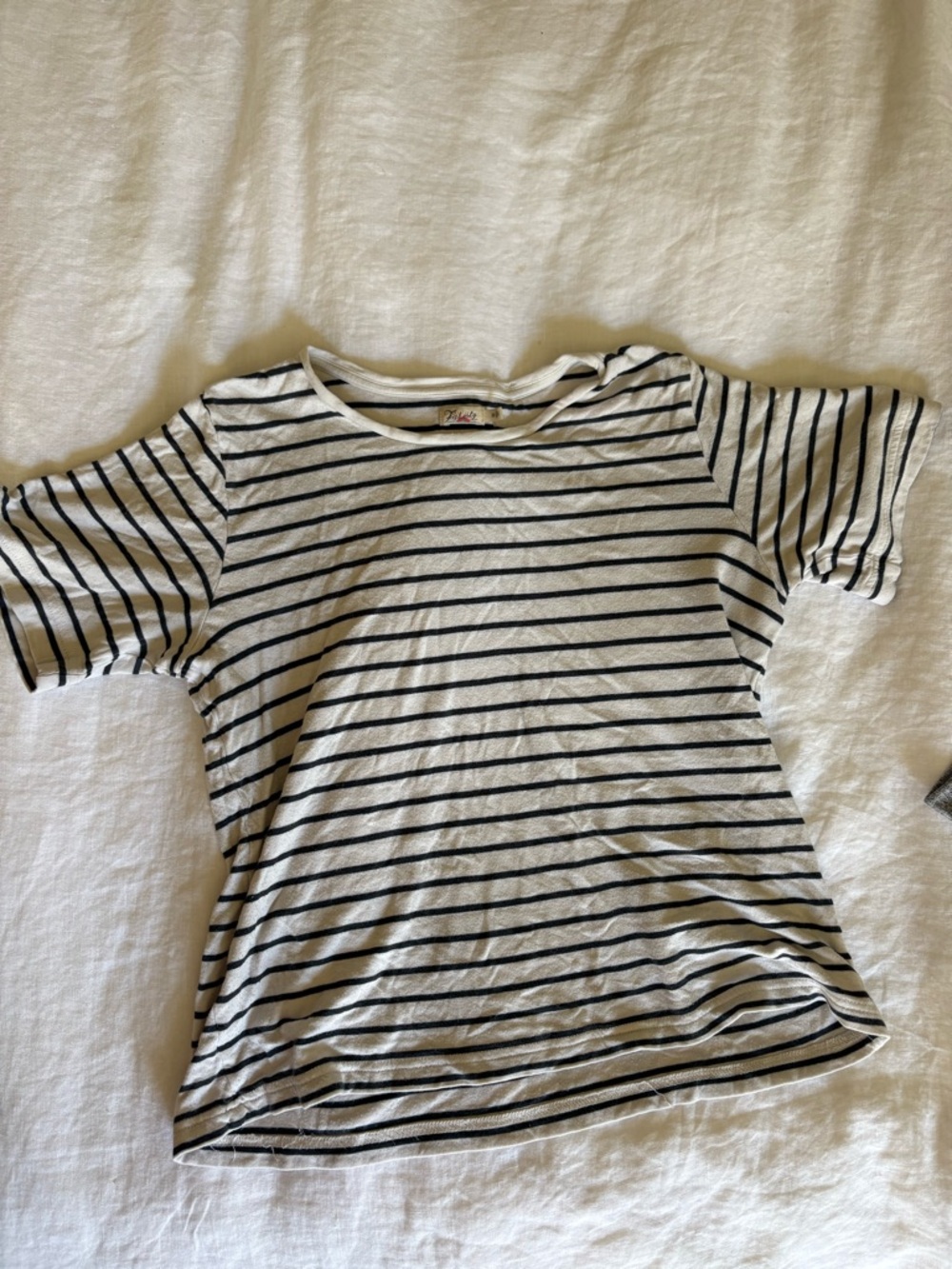 Faherty Striped Short Sleeve Tee - White with Black Stripes